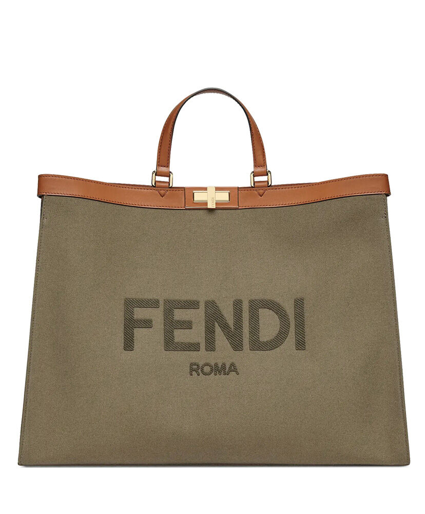 Fendi Peekaboo X tote Canvas bag 8BH374 Khaki